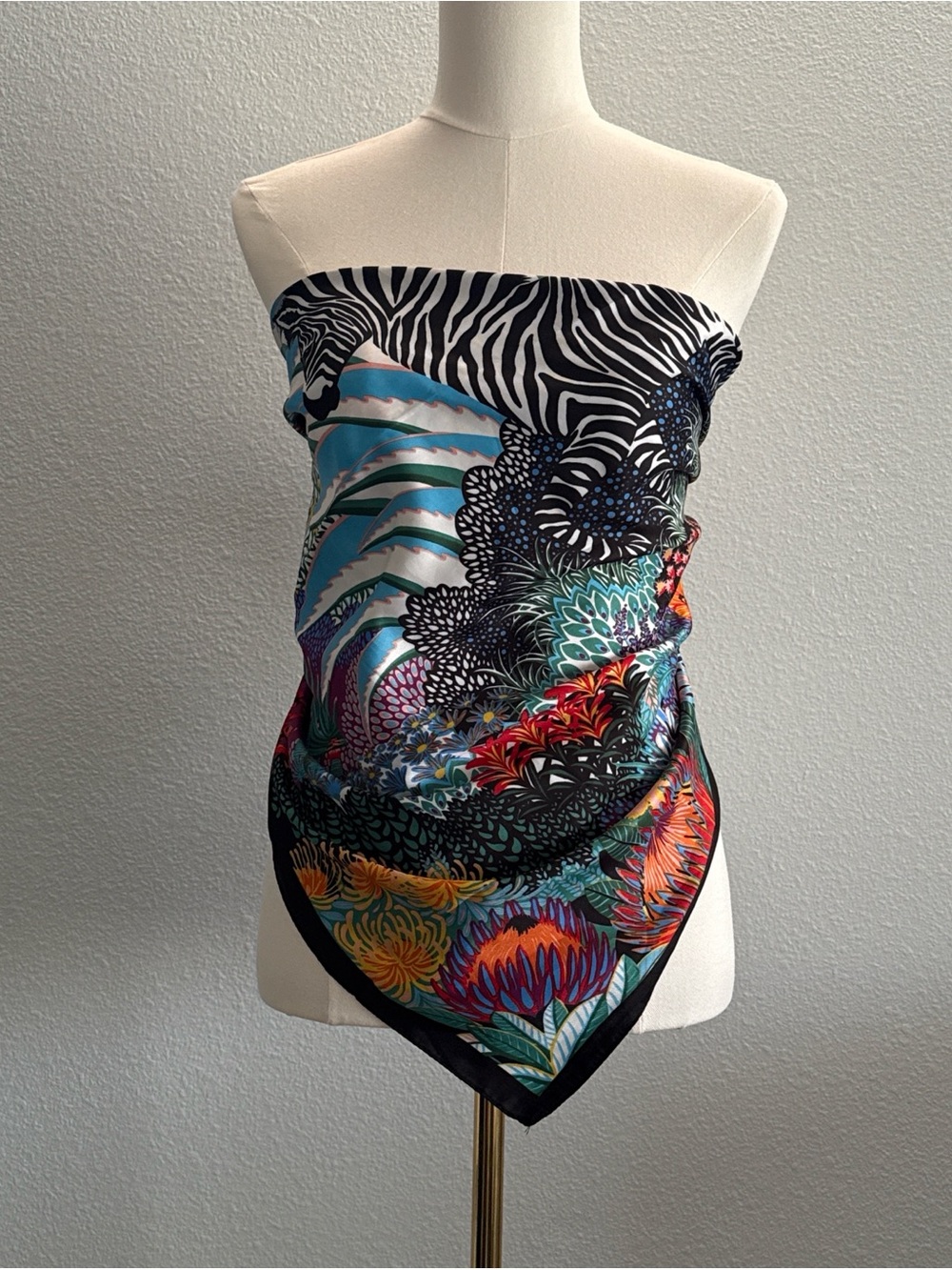 100% Silk Zebra Jungle Scarf Wrap